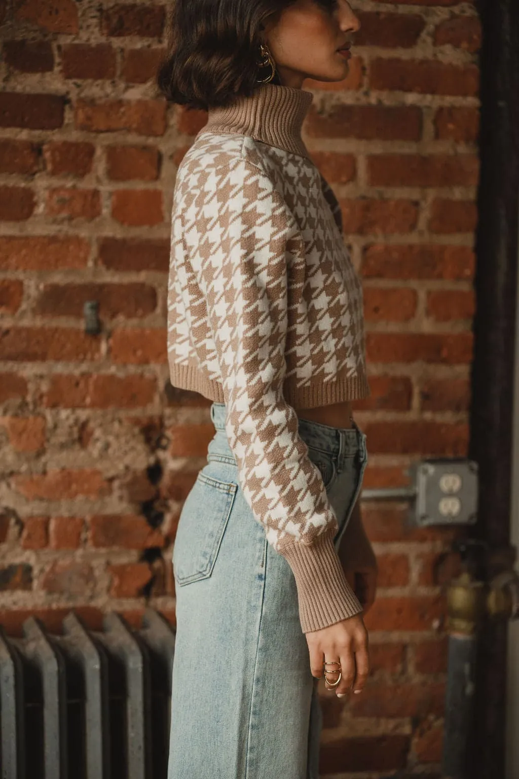 Jamie Beige Houndstooth Sweater