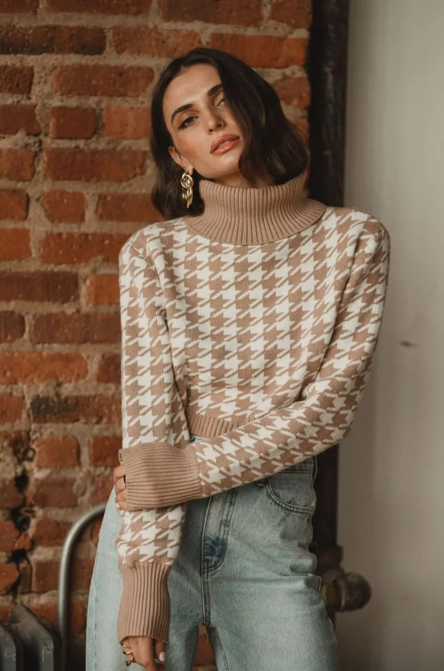 Jamie Beige Houndstooth Sweater