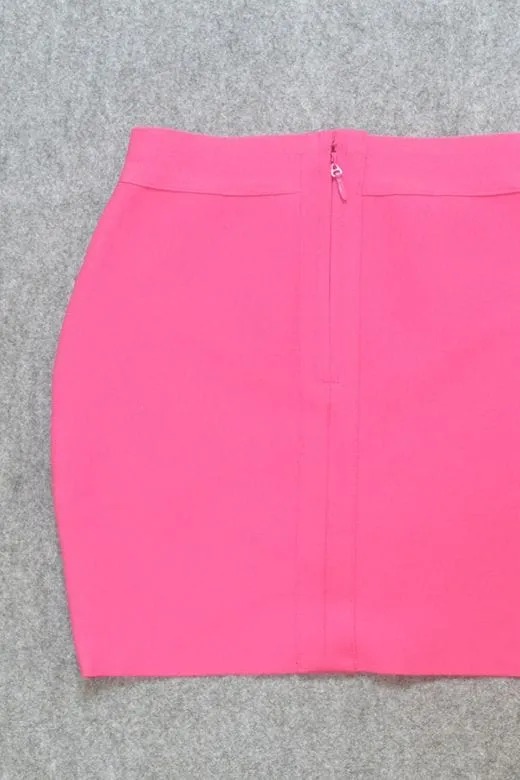 Jay High Waist Bandage Mini Skirt - Hot Pink