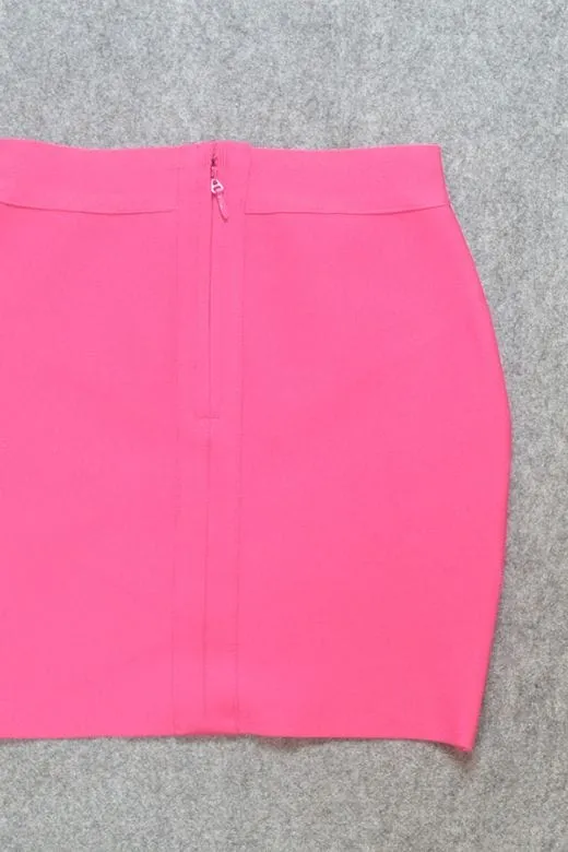 Jay High Waist Bandage Mini Skirt - Hot Pink