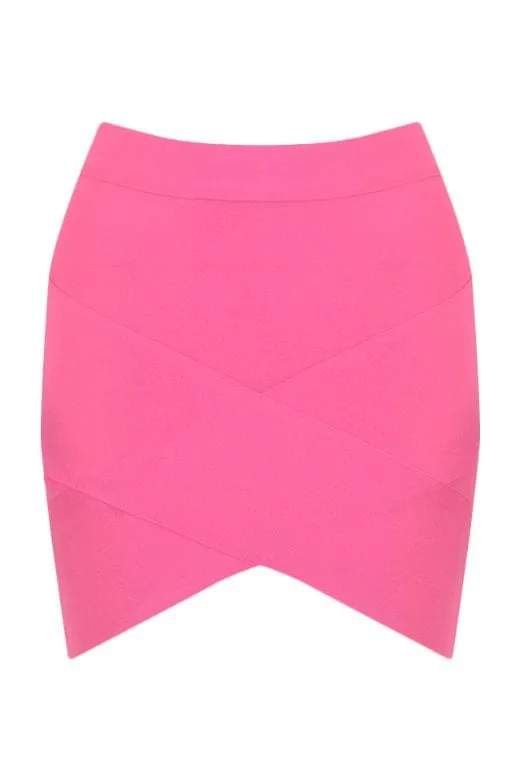 Jay High Waist Bandage Mini Skirt - Hot Pink