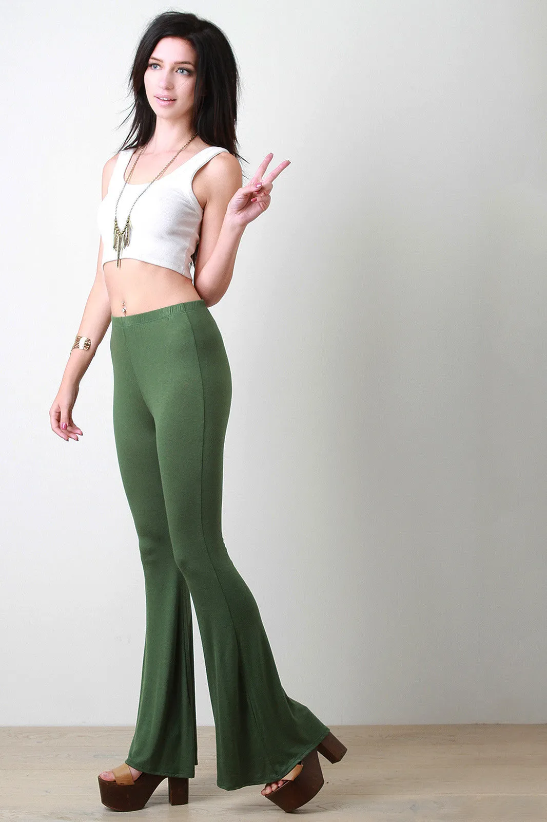 Jersey Knit Flared Pants