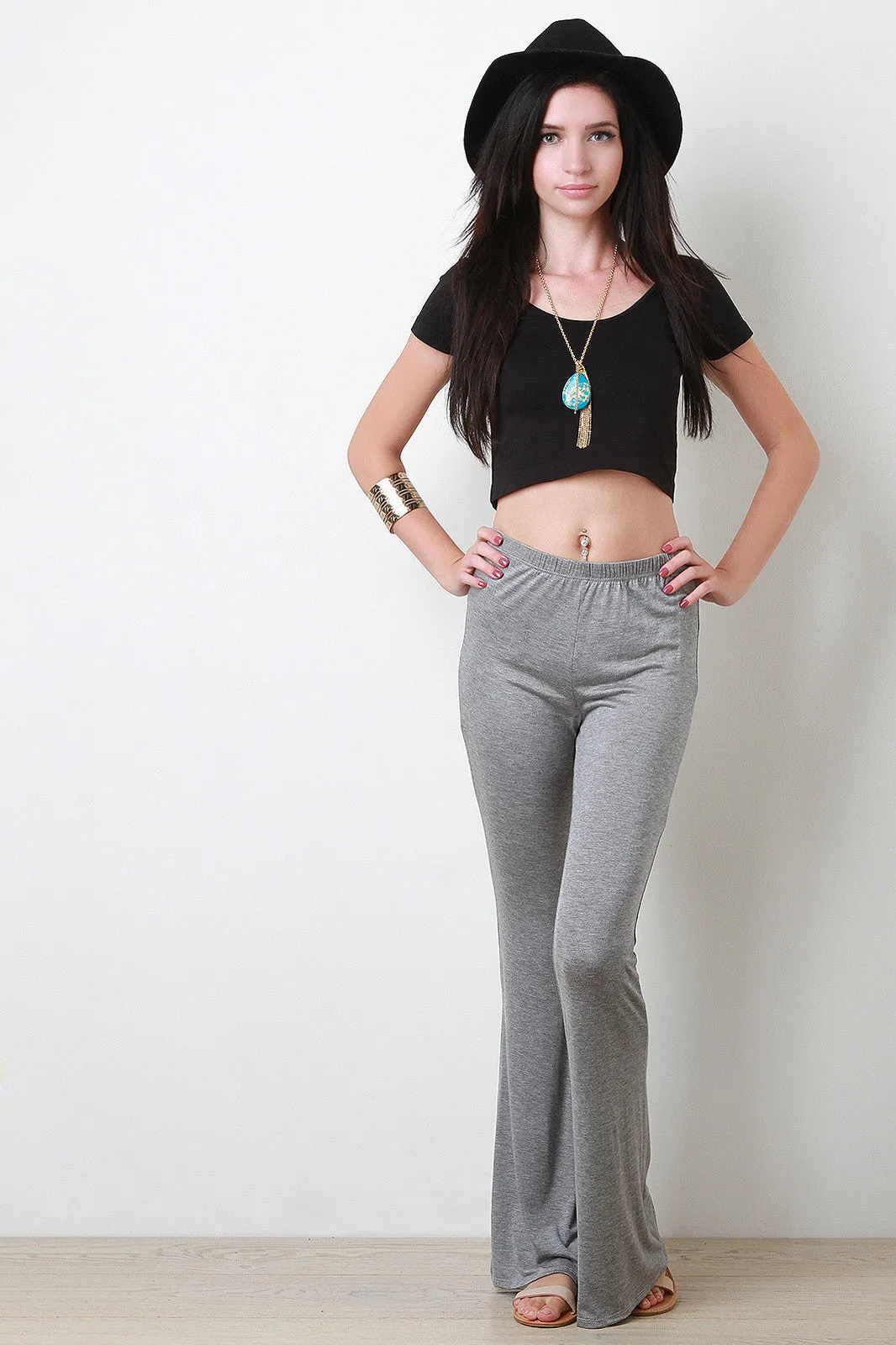 Jersey Knit Flared Pants