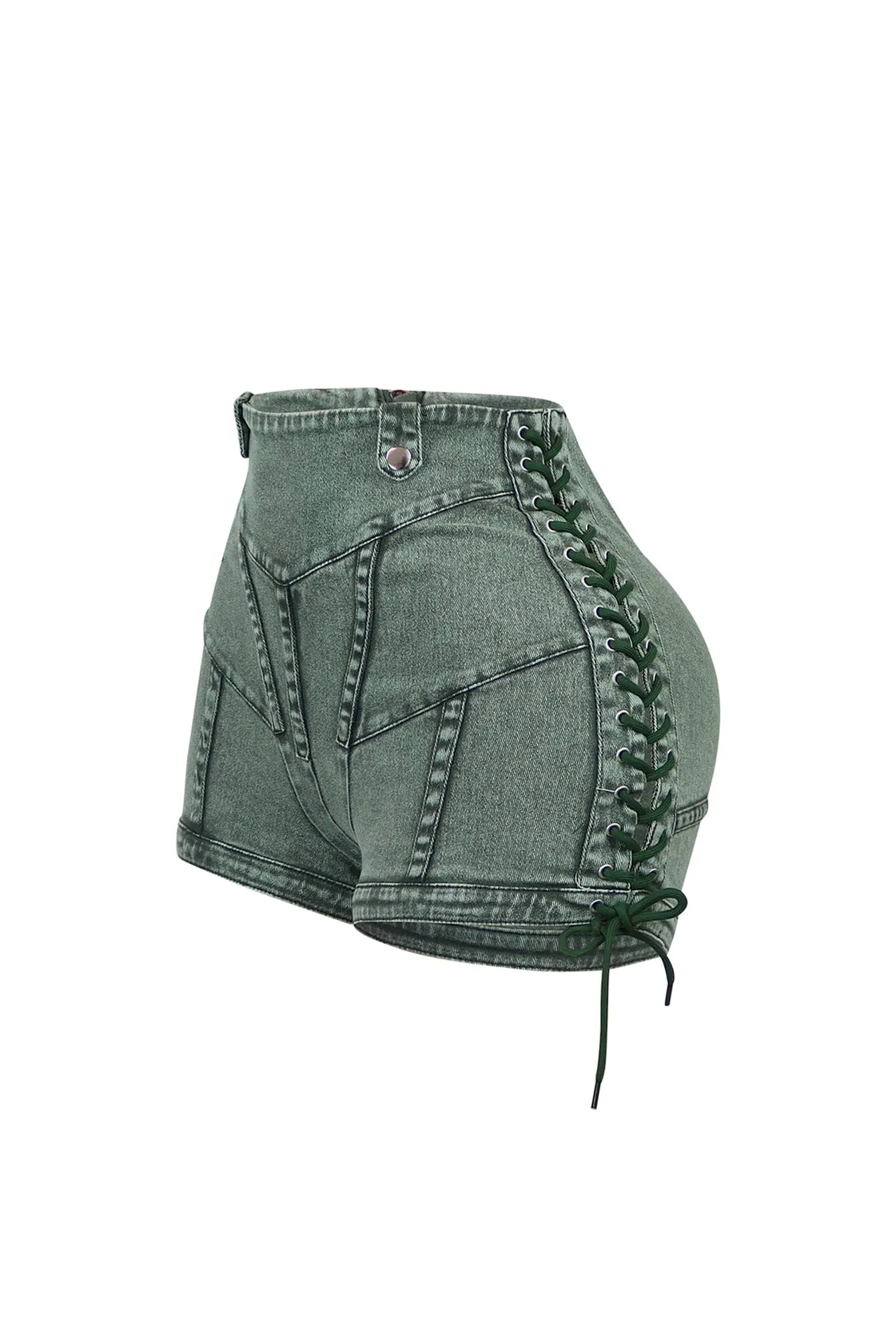 Keep Up Lace Up Denim Shorts