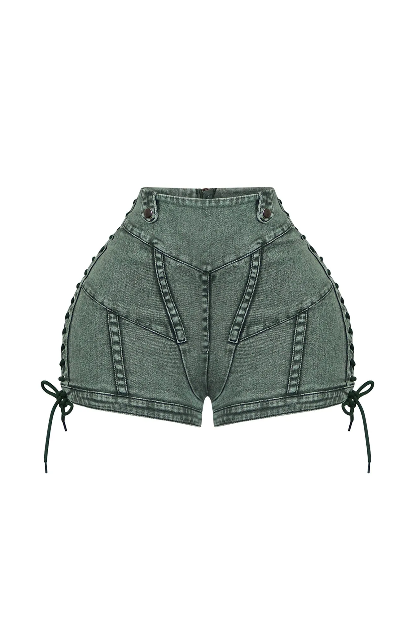 Keep Up Lace Up Denim Shorts