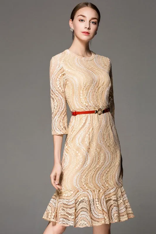 Lace Dress W/ Ruffle Hem