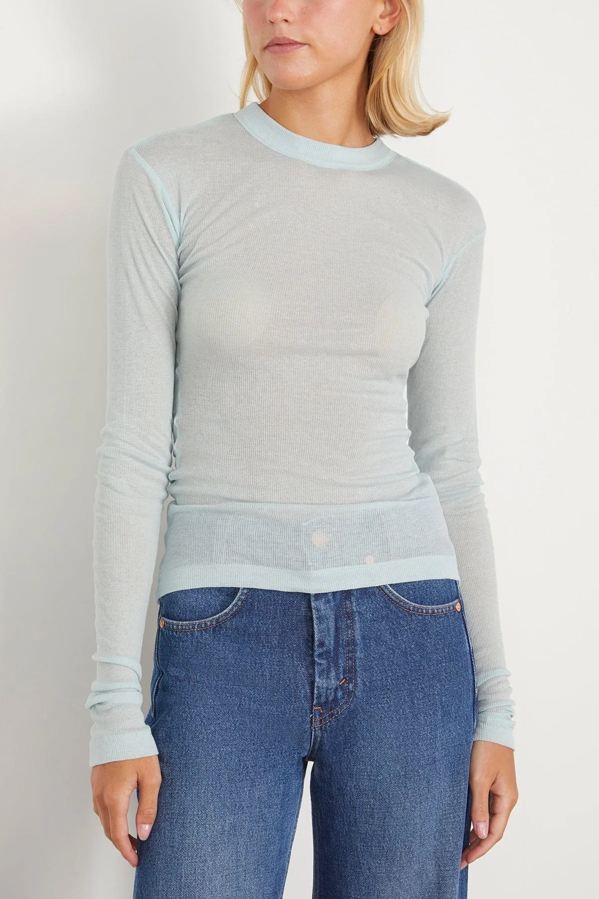 Long Sleeve Jersey Top in Coastal Blue