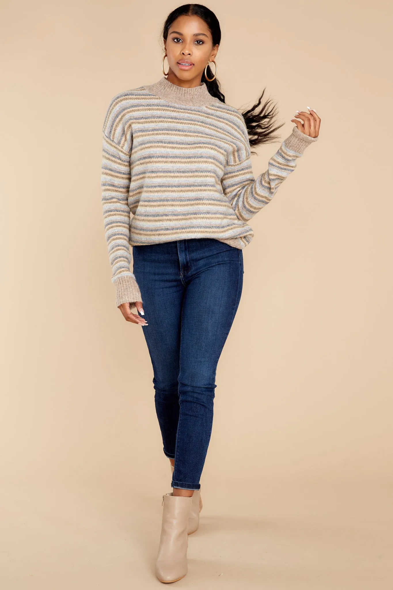 Look It Up Grey Stripe Sweater