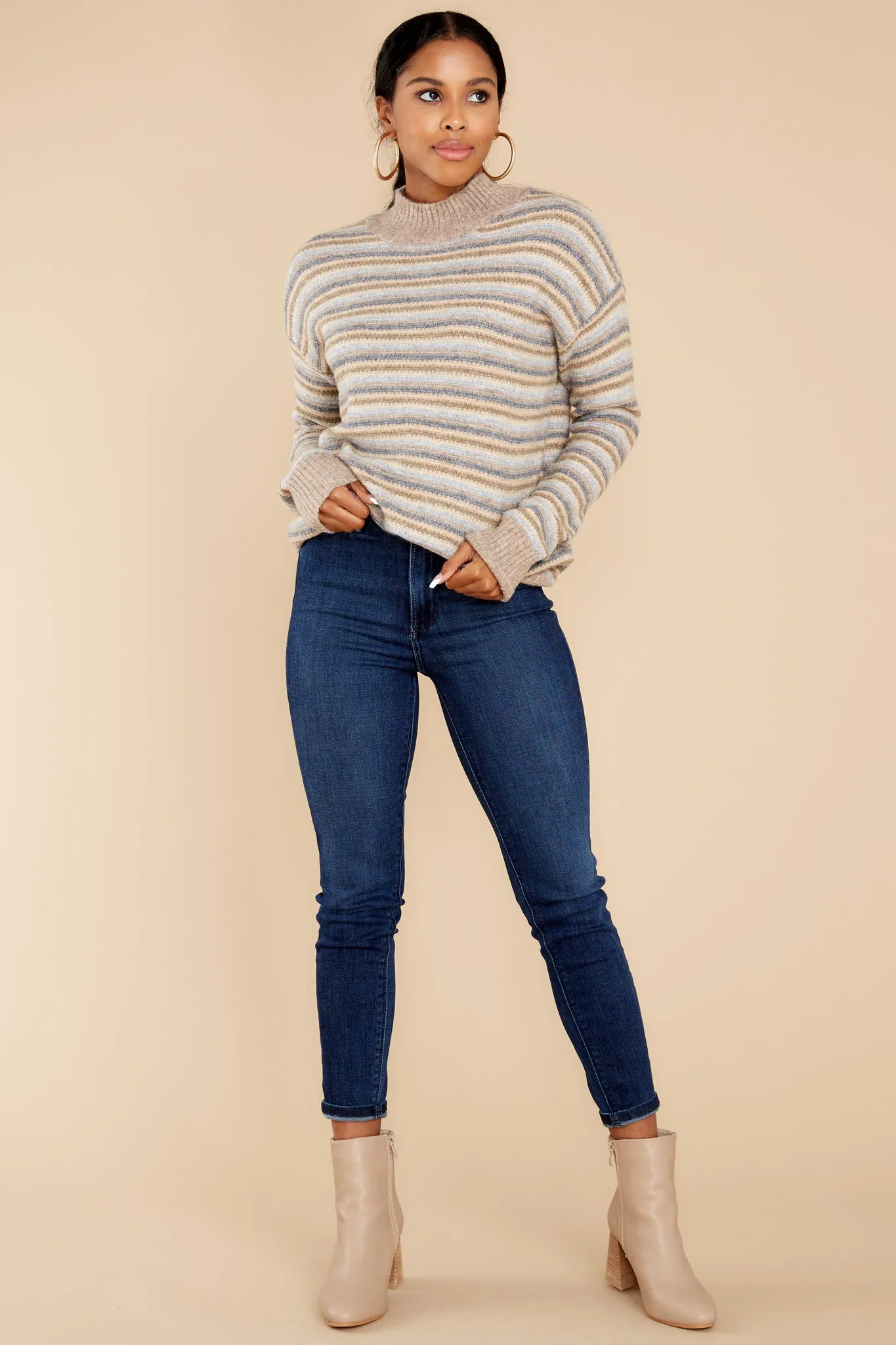 Look It Up Grey Stripe Sweater