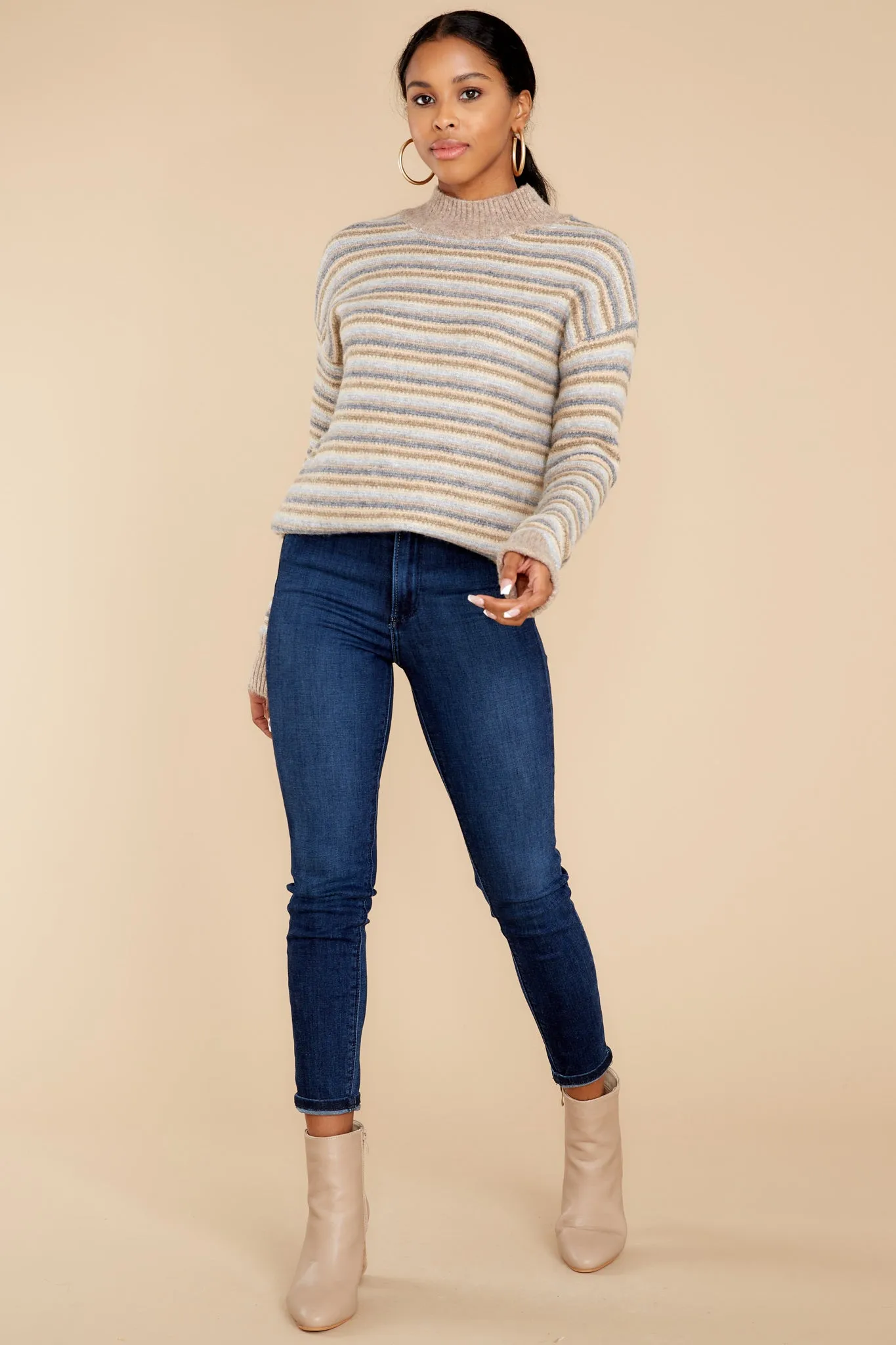 Look It Up Grey Stripe Sweater