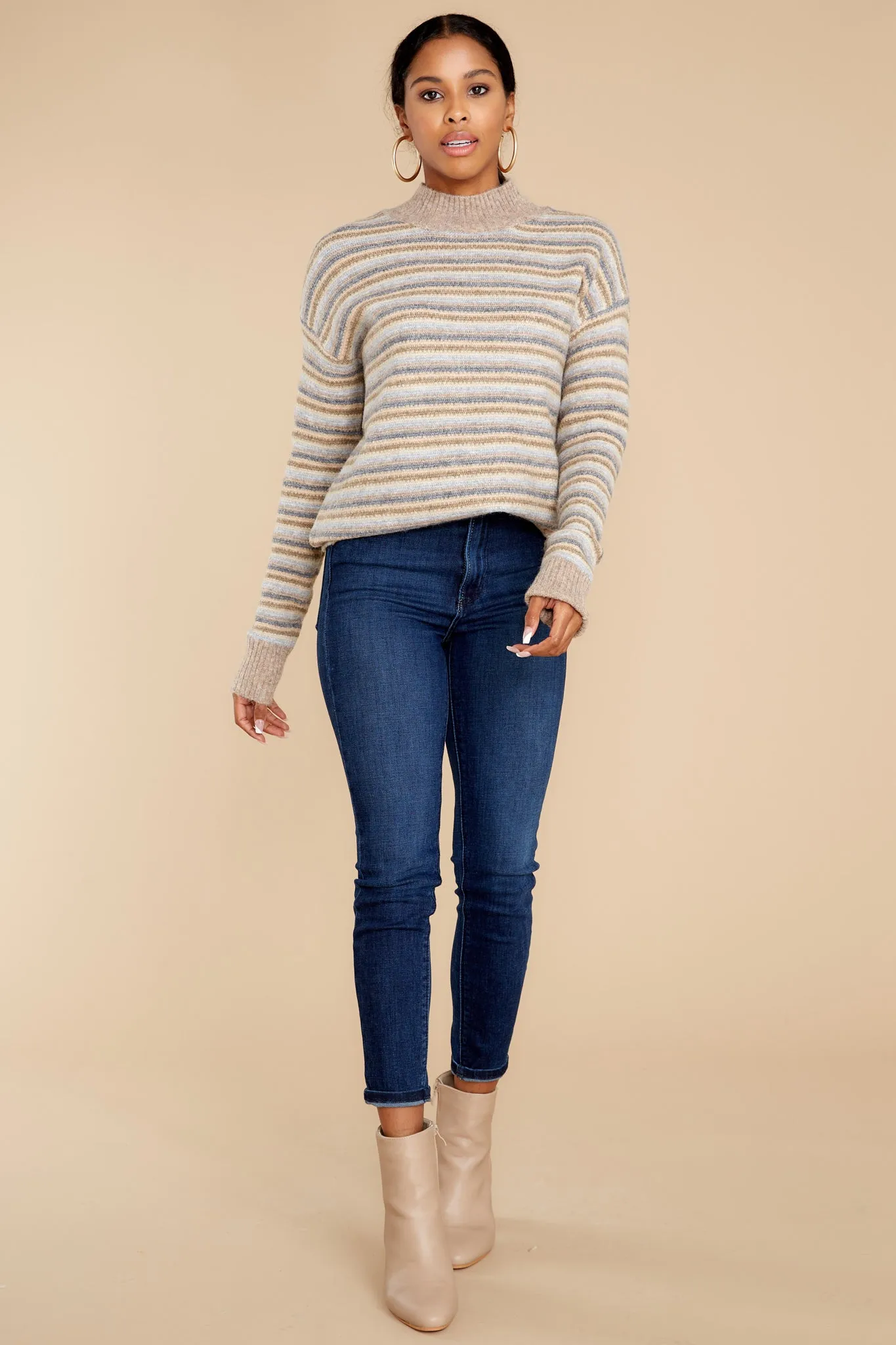 Look It Up Grey Stripe Sweater