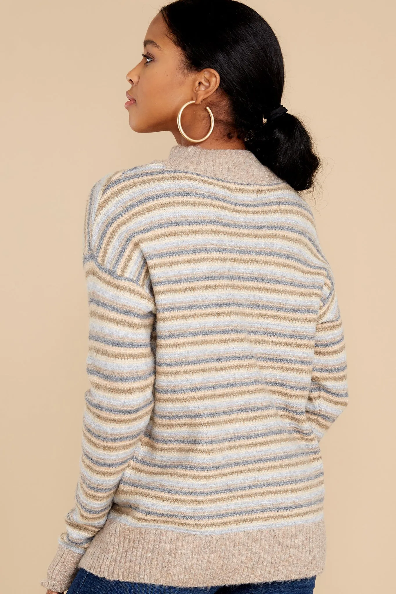 Look It Up Grey Stripe Sweater