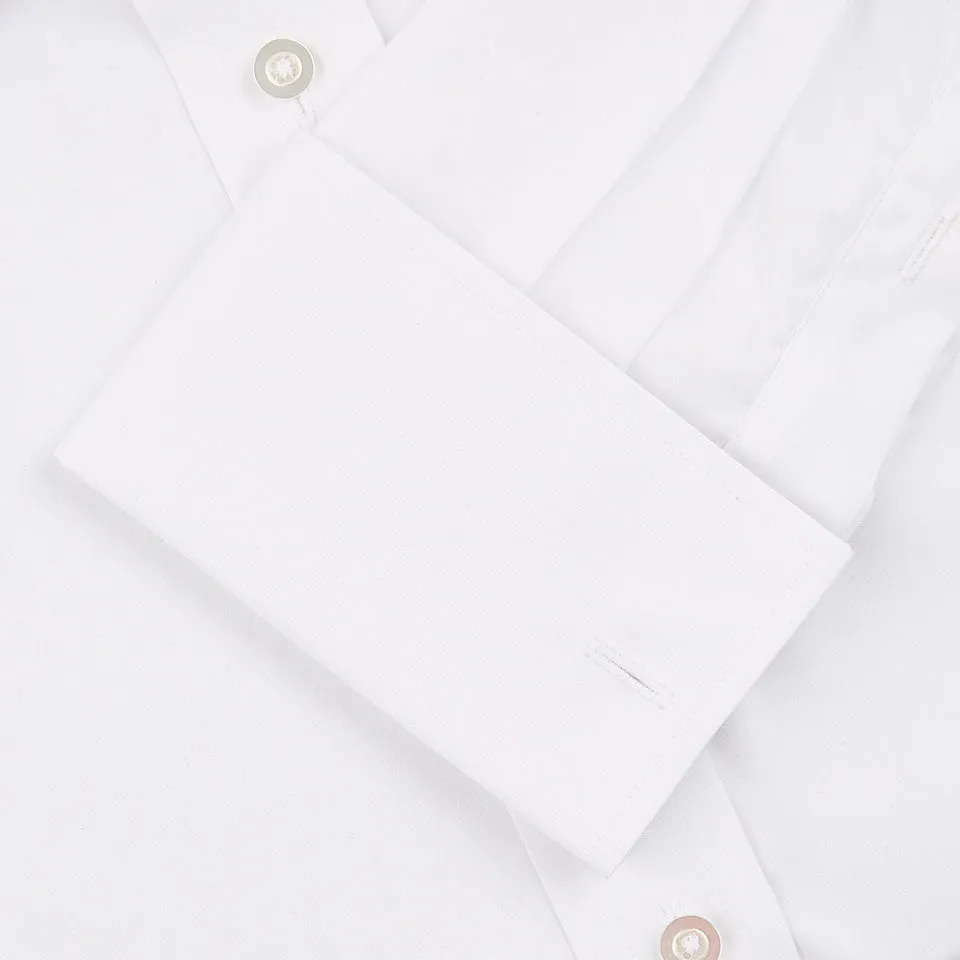 Mandarin Collar Cotton Shirt - White