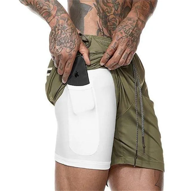 Men's Quick-Drying Gym Shorts  Fitness Running Shorts with Cell Phone Pocket