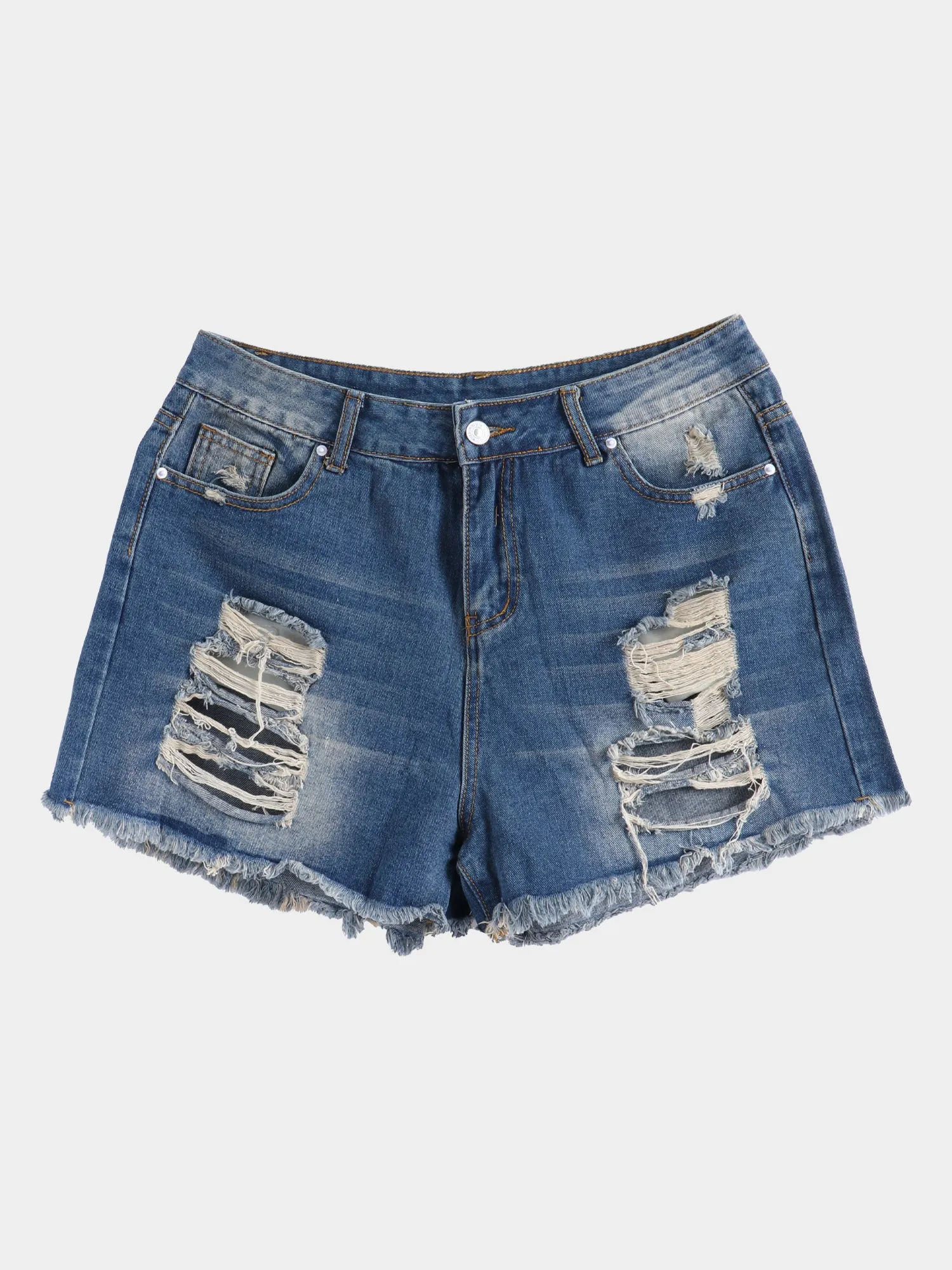 Midsize Hot Babes Fringe Denim Shorts