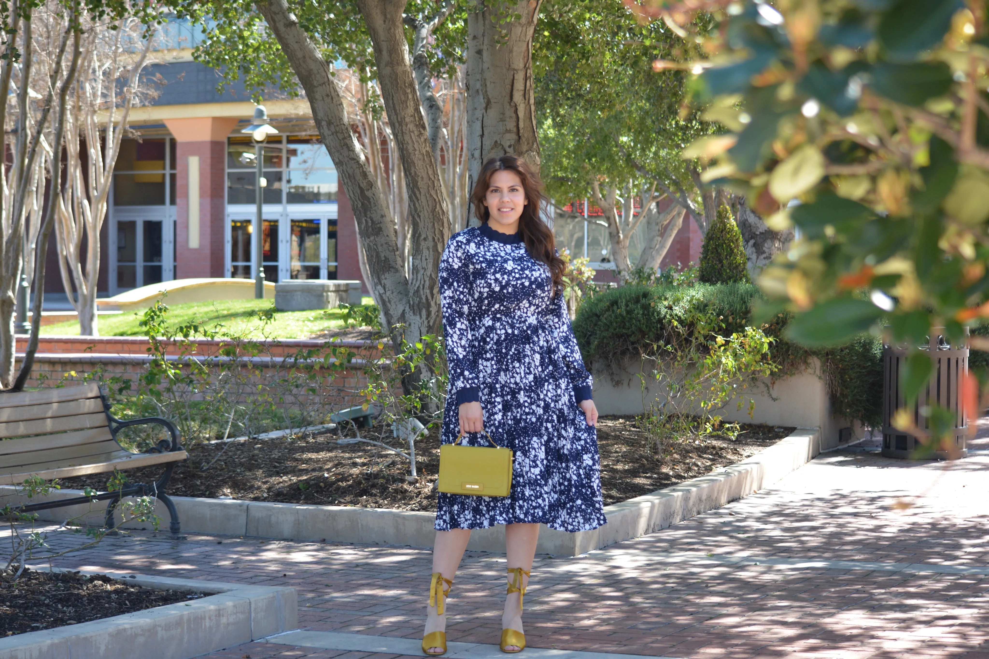 Parga Navy Muted Floral Crochet Dress