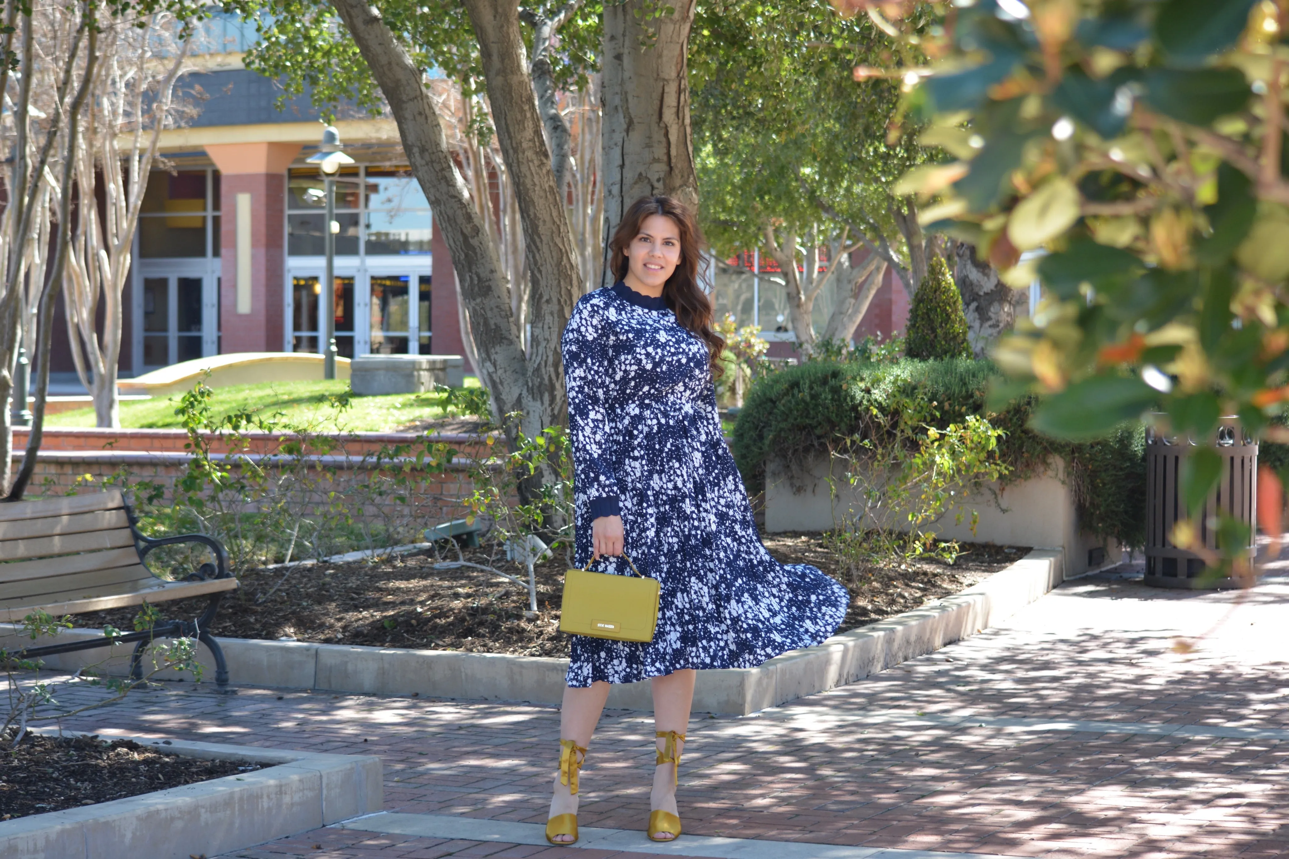 Parga Navy Muted Floral Crochet Dress