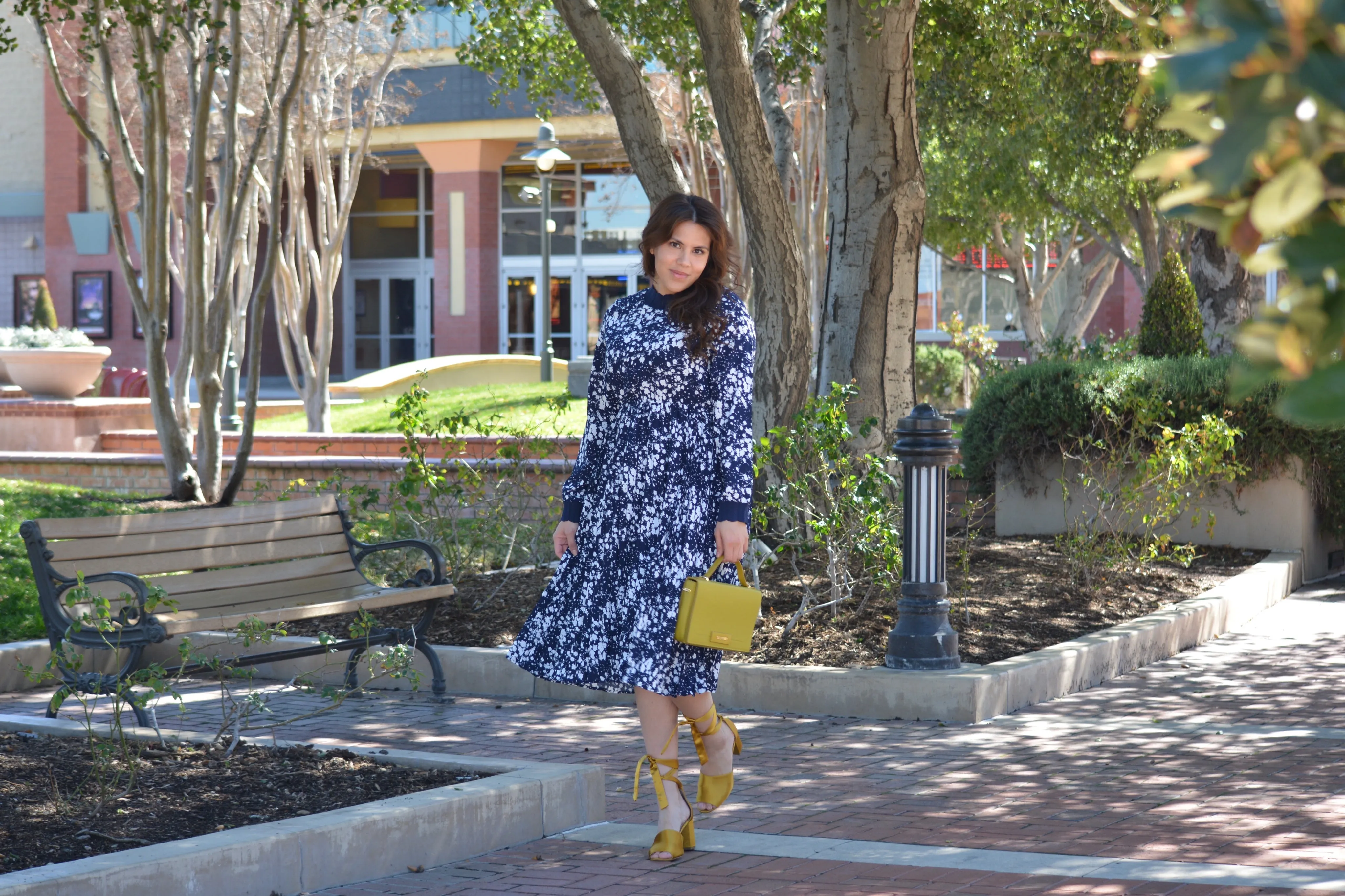 Parga Navy Muted Floral Crochet Dress