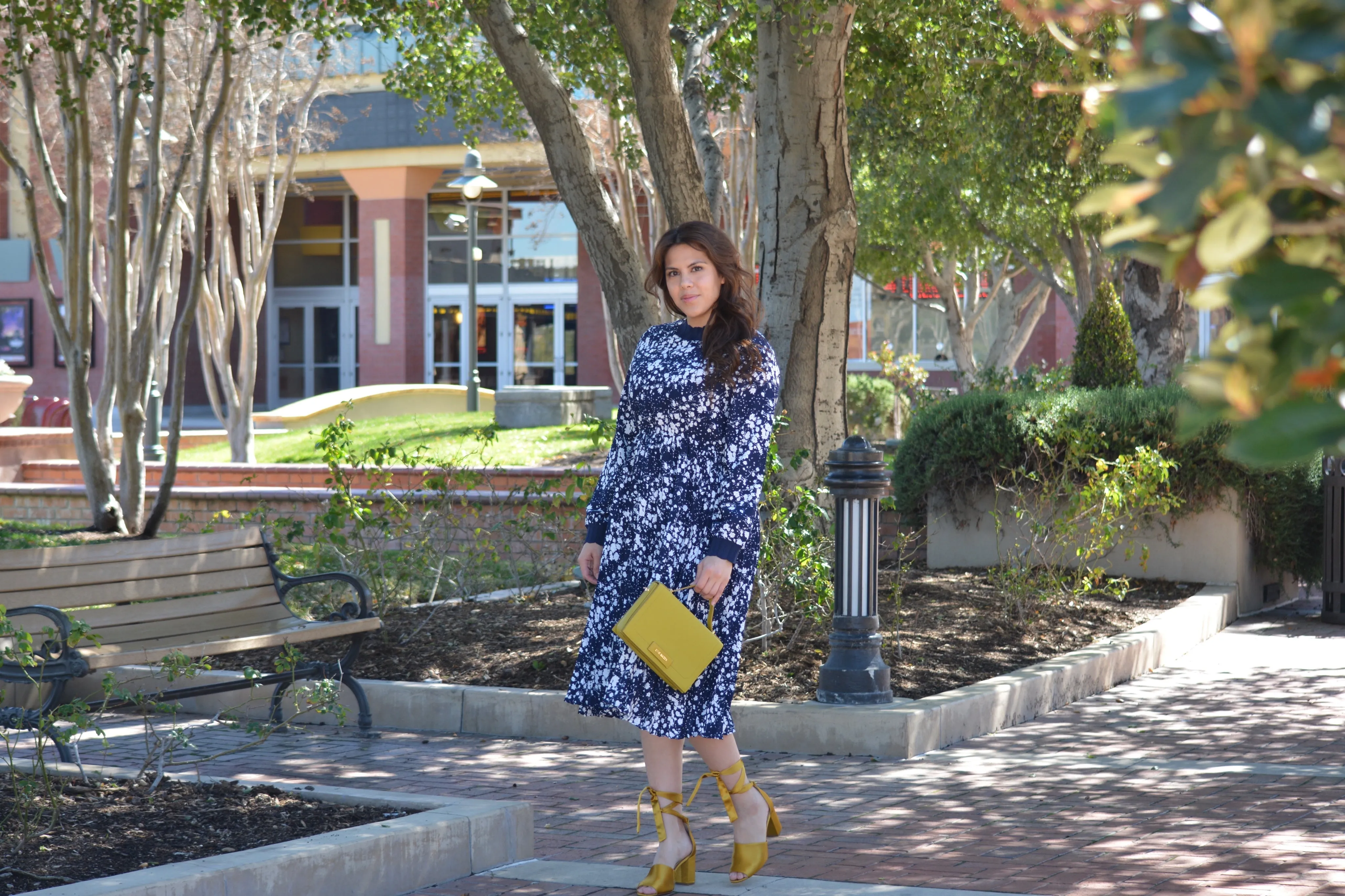 Parga Navy Muted Floral Crochet Dress