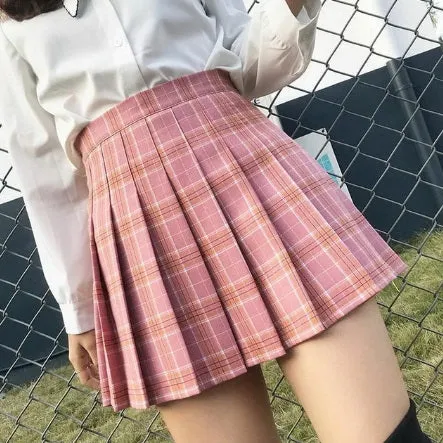 Plaid Pleated Mini Skirt