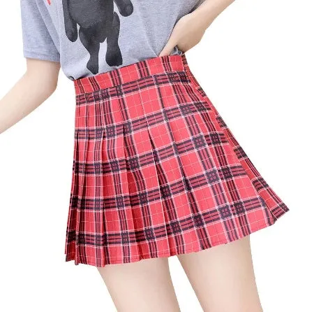 Plaid Pleated Mini Skirt