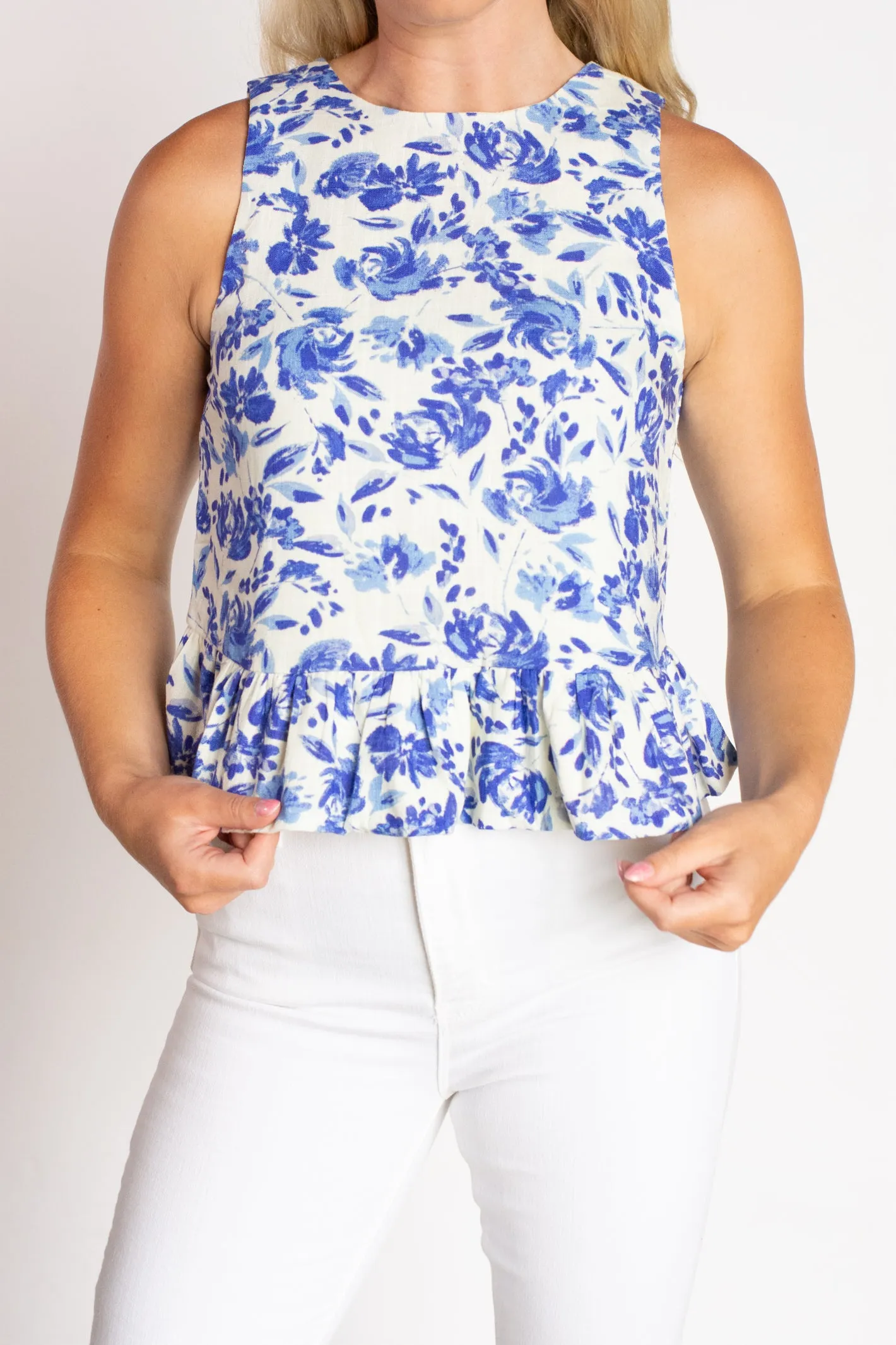 Profess Your Love Blue Floral Top