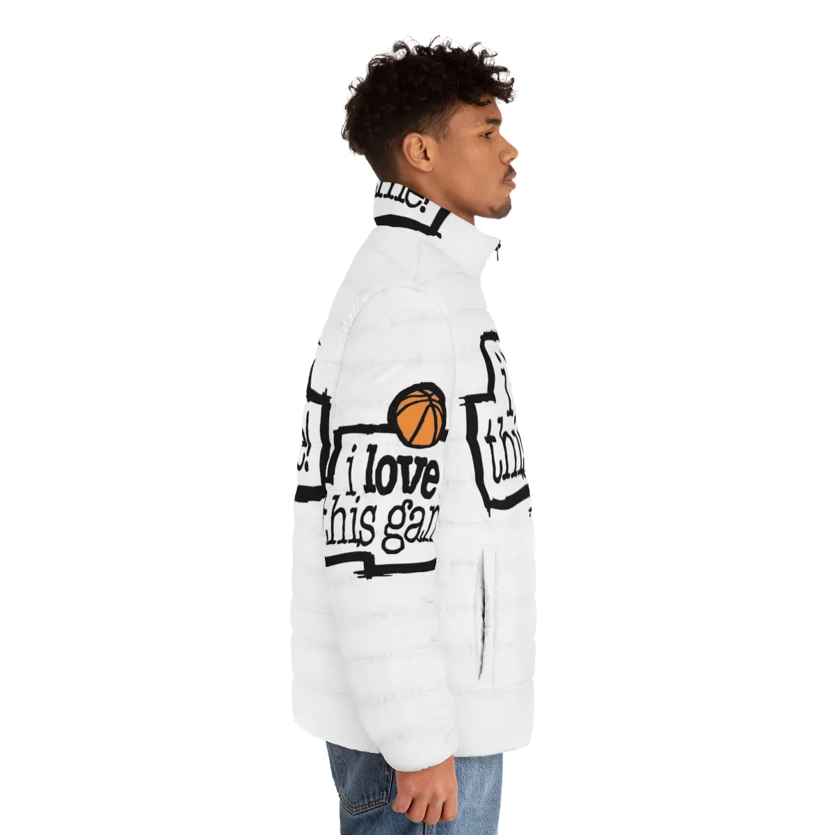 "I Love This Game" Puffer Jacket: Stylish Sports Fan Outerwear