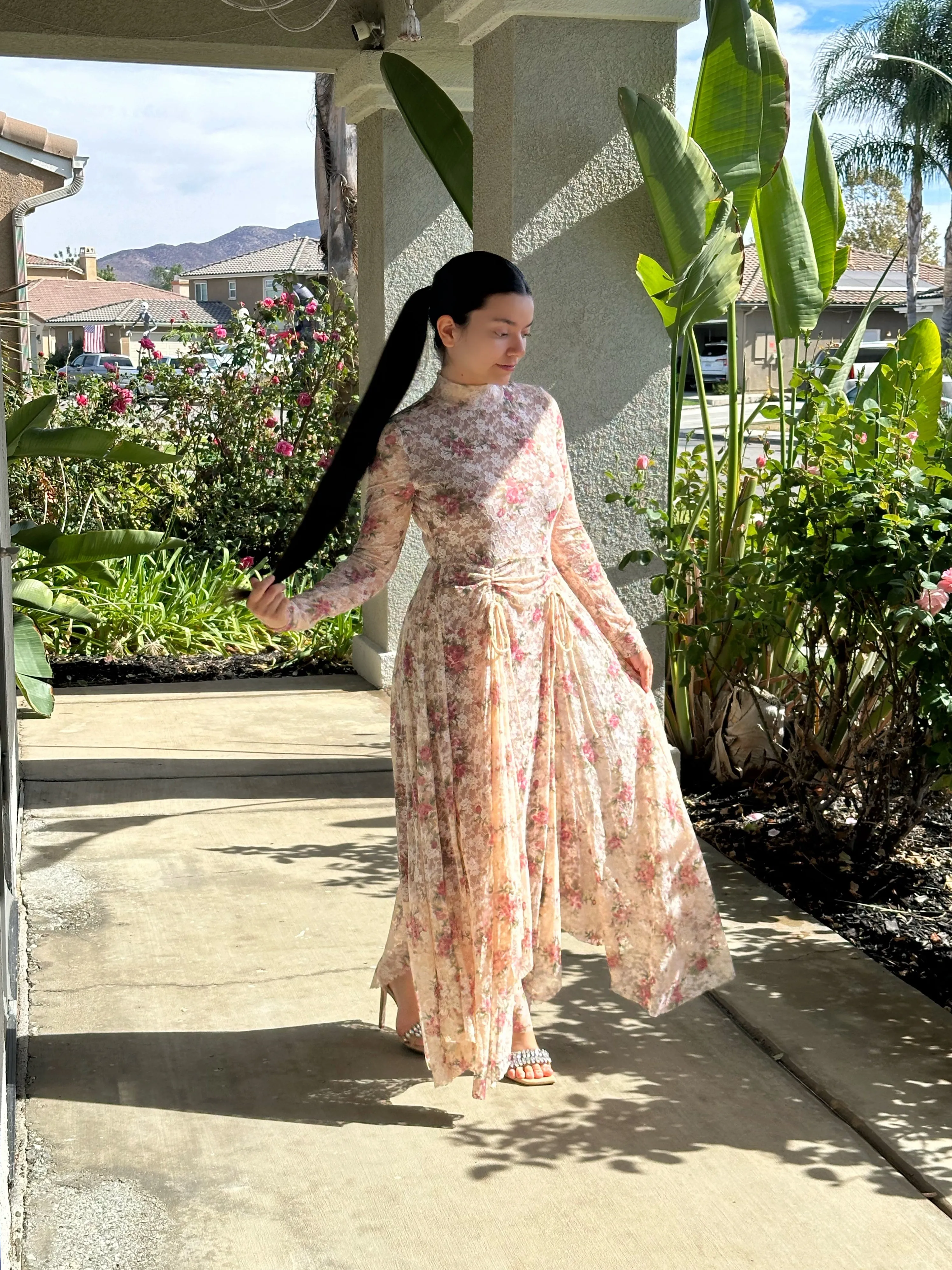 Regan Cream Lace Floral Maxi Dress