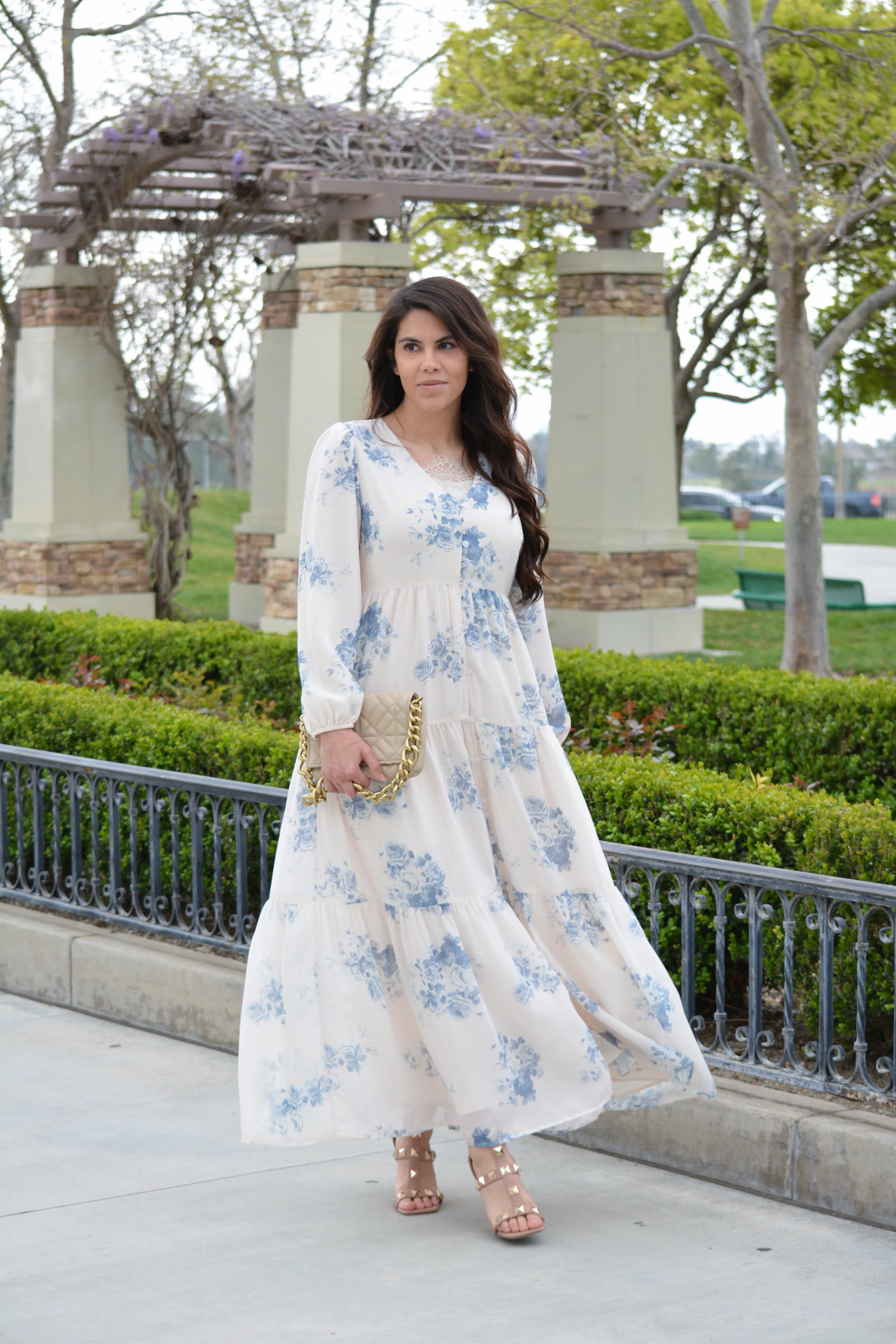 Sardinia Blue Floral Maxi Dress