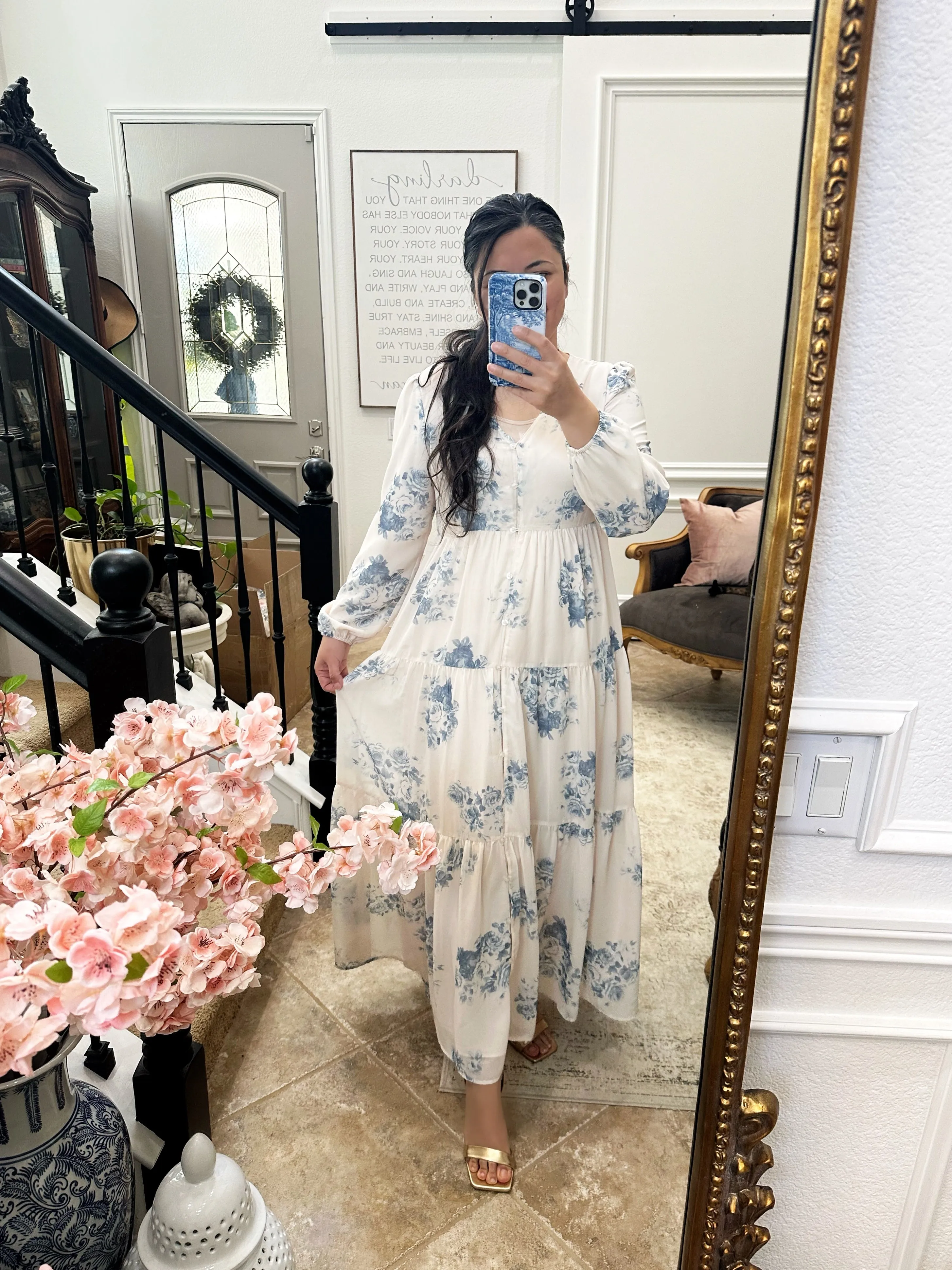 Sardinia Blue Floral Maxi Dress