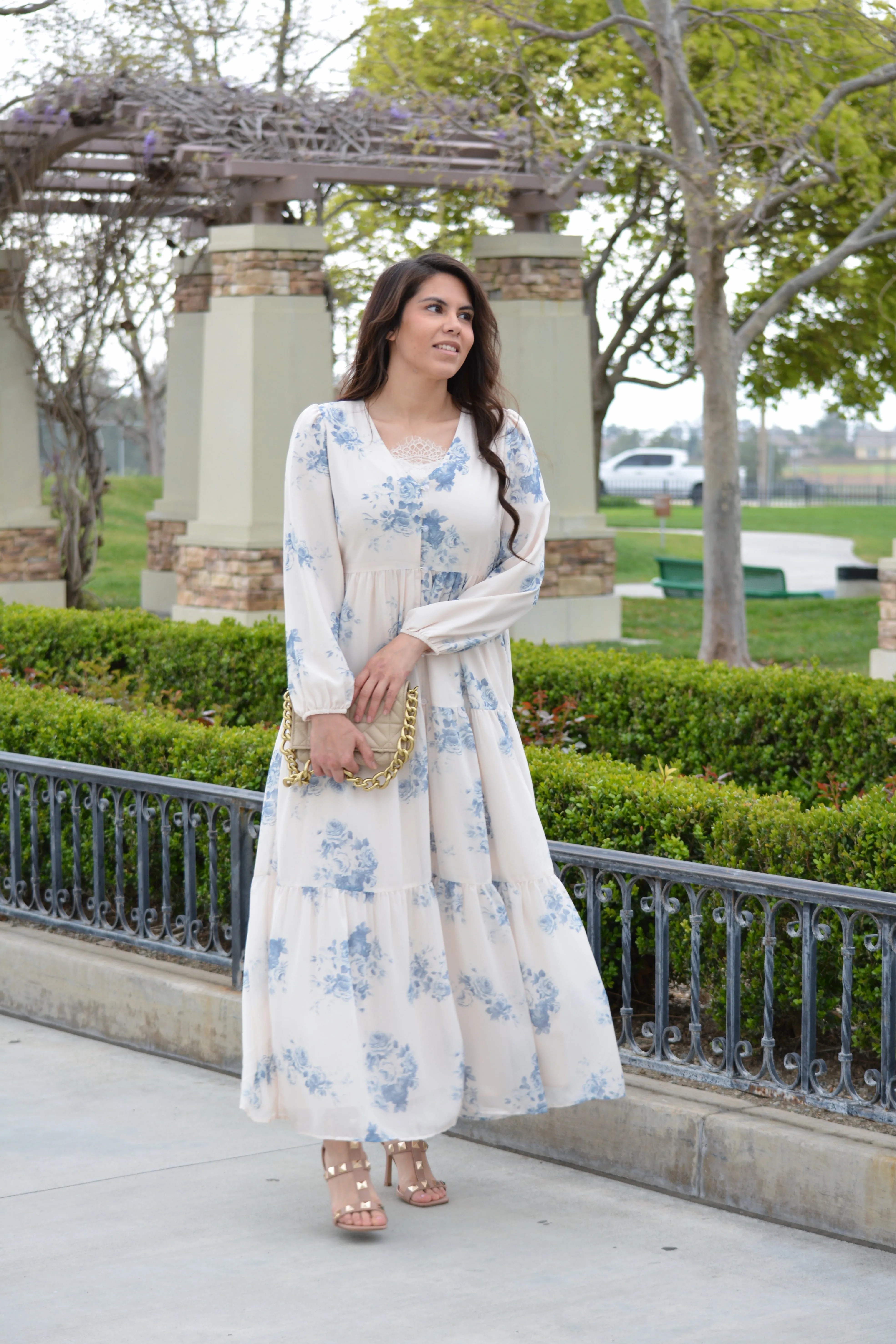 Sardinia Blue Floral Maxi Dress