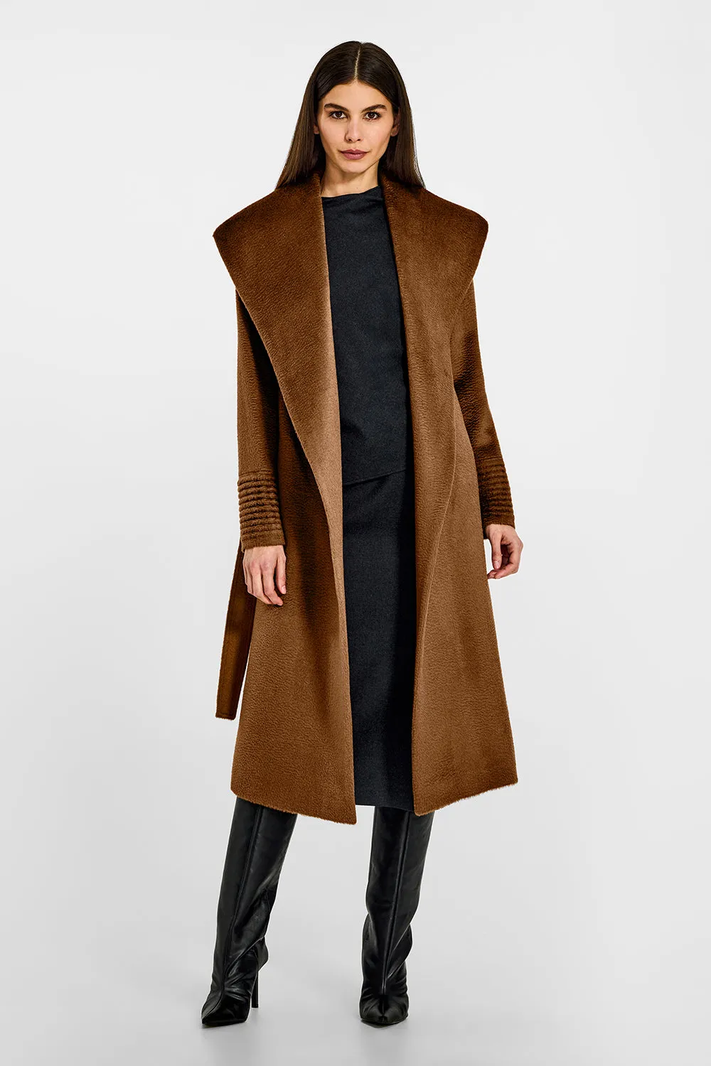 Suri Alpaca Long Shawl Collar Wrap Coat