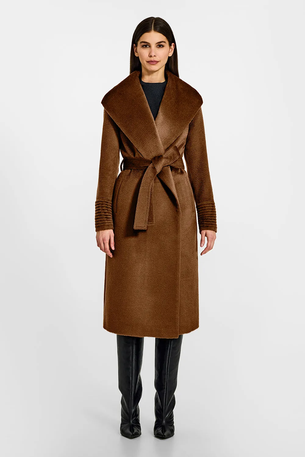 Suri Alpaca Long Shawl Collar Wrap Coat