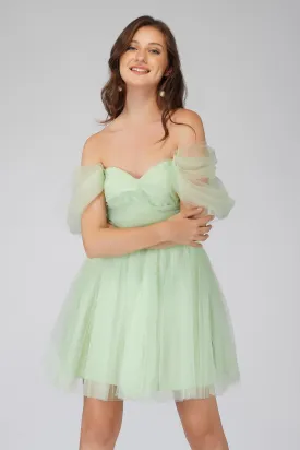 Sydney Sage Green Tulle Mini Dress