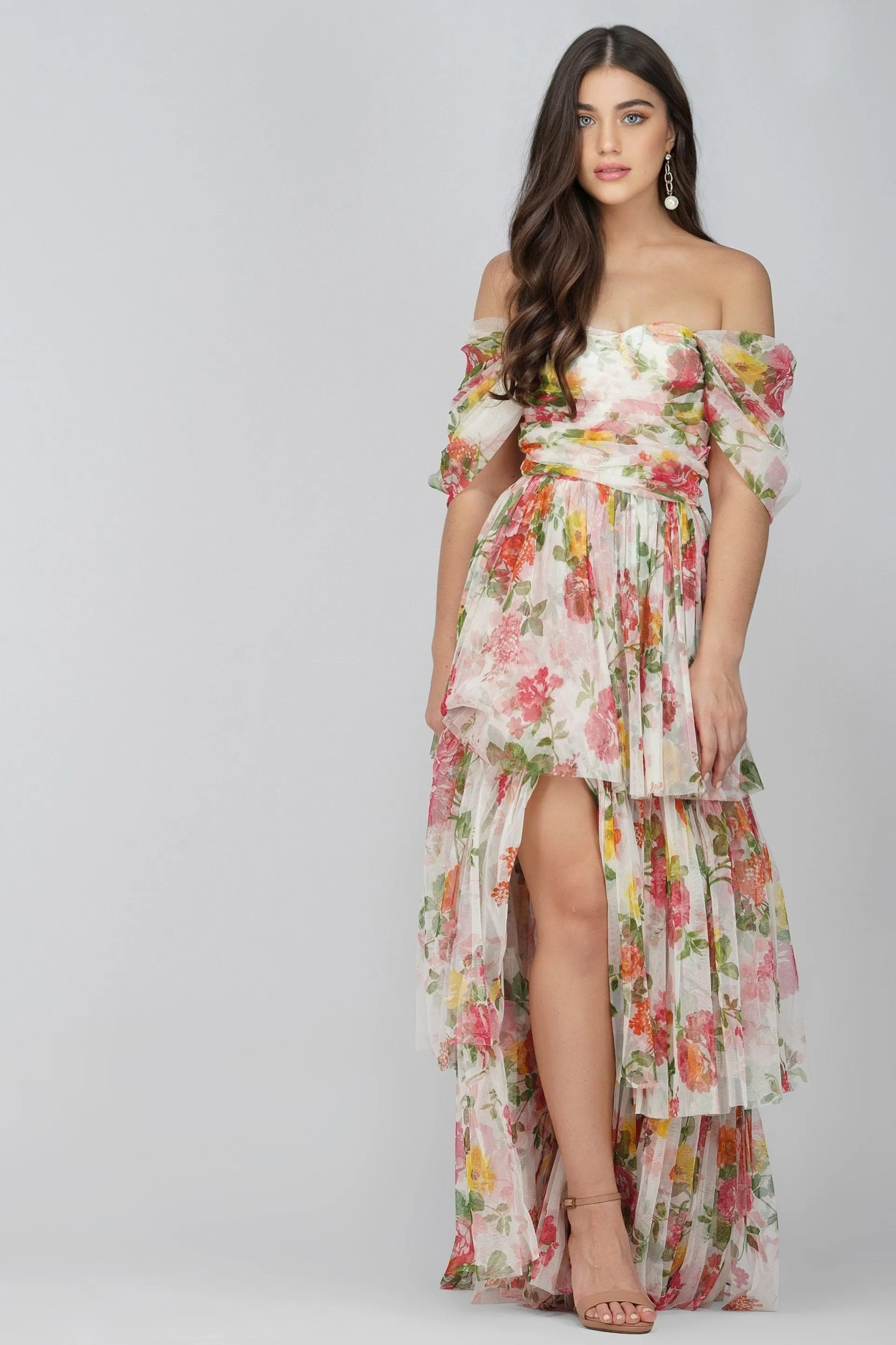 Sydney Tulle Maxi Dress in Bright Floral