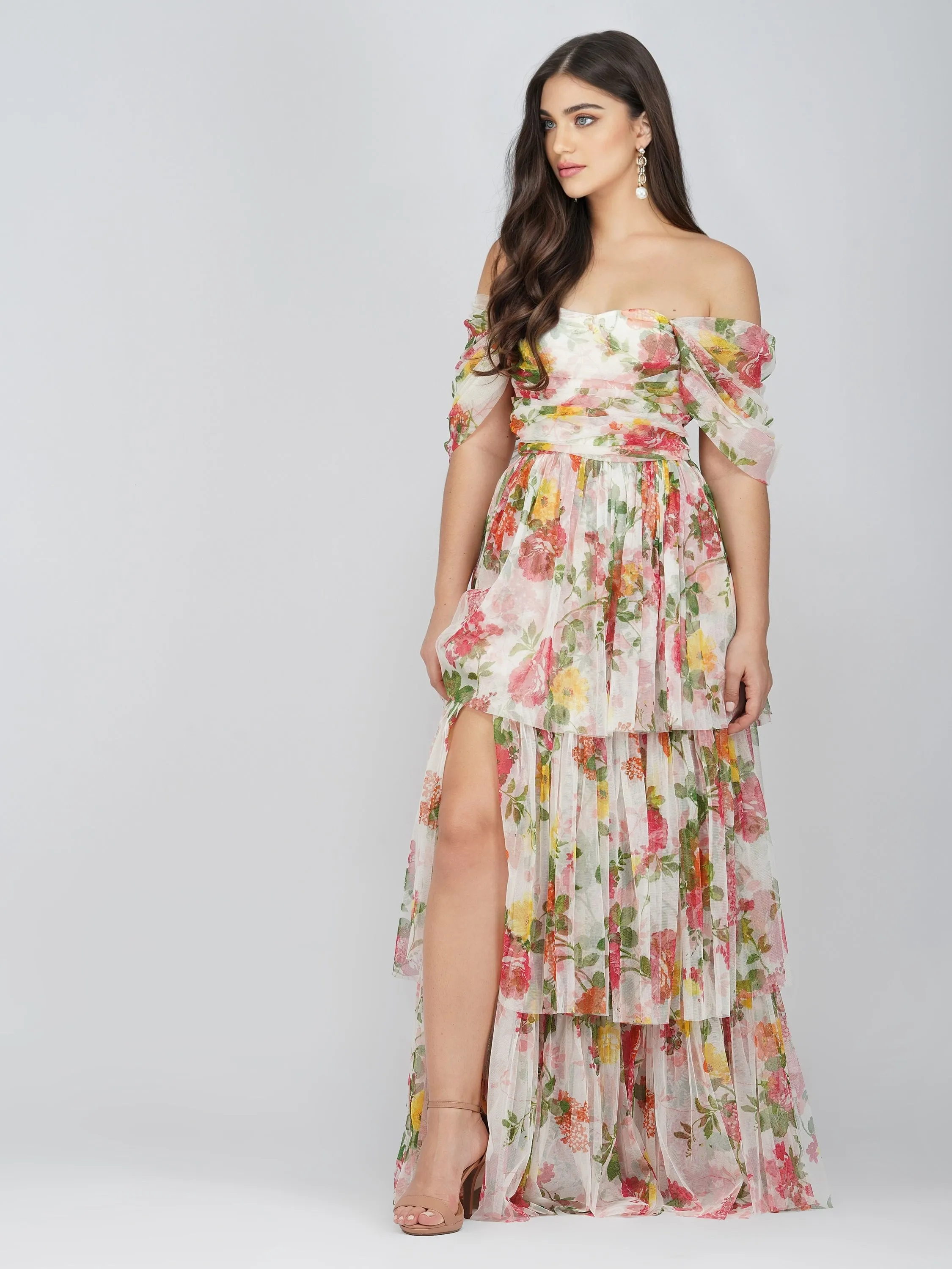 Sydney Tulle Maxi Dress in Bright Floral