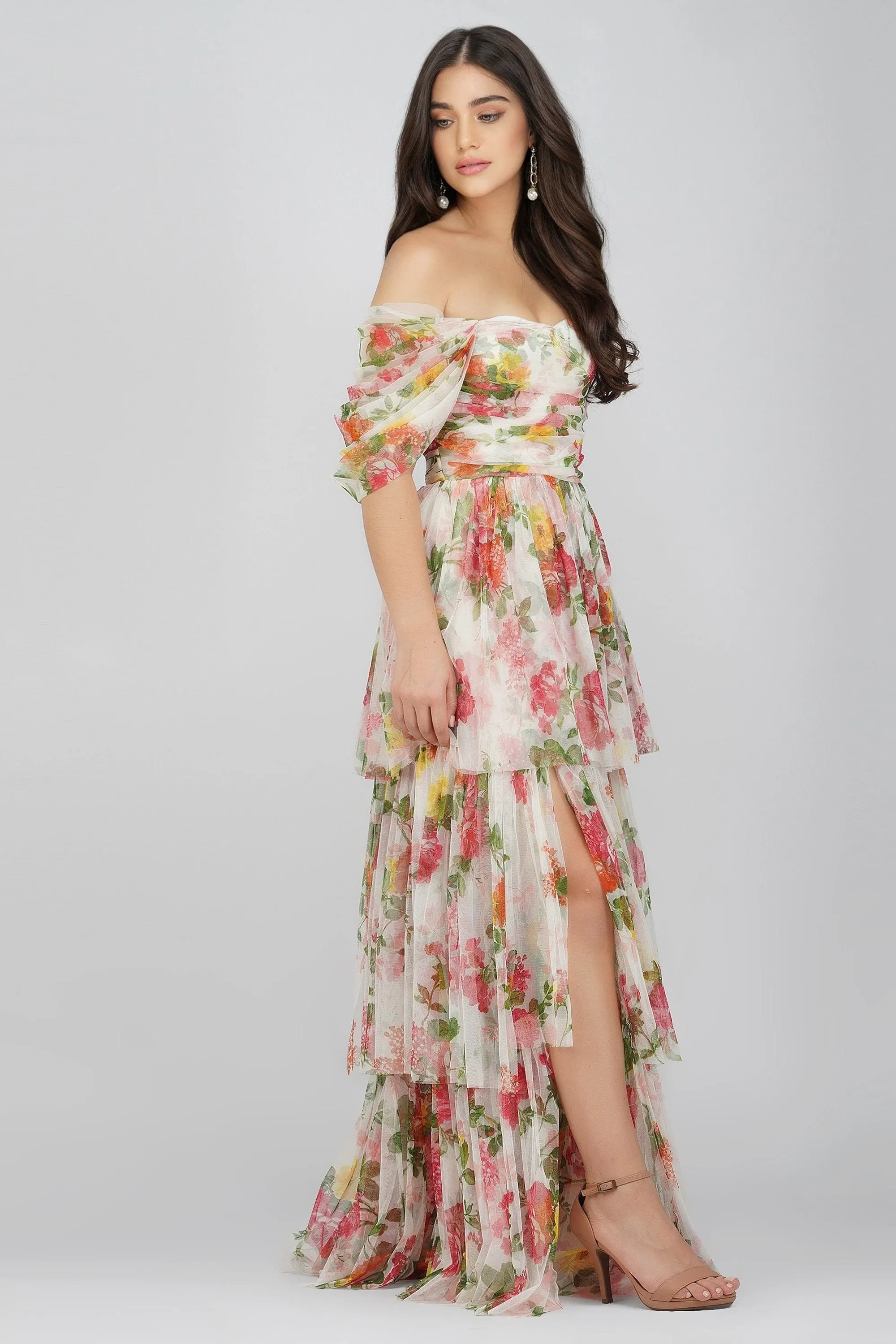 Sydney Tulle Maxi Dress in Bright Floral