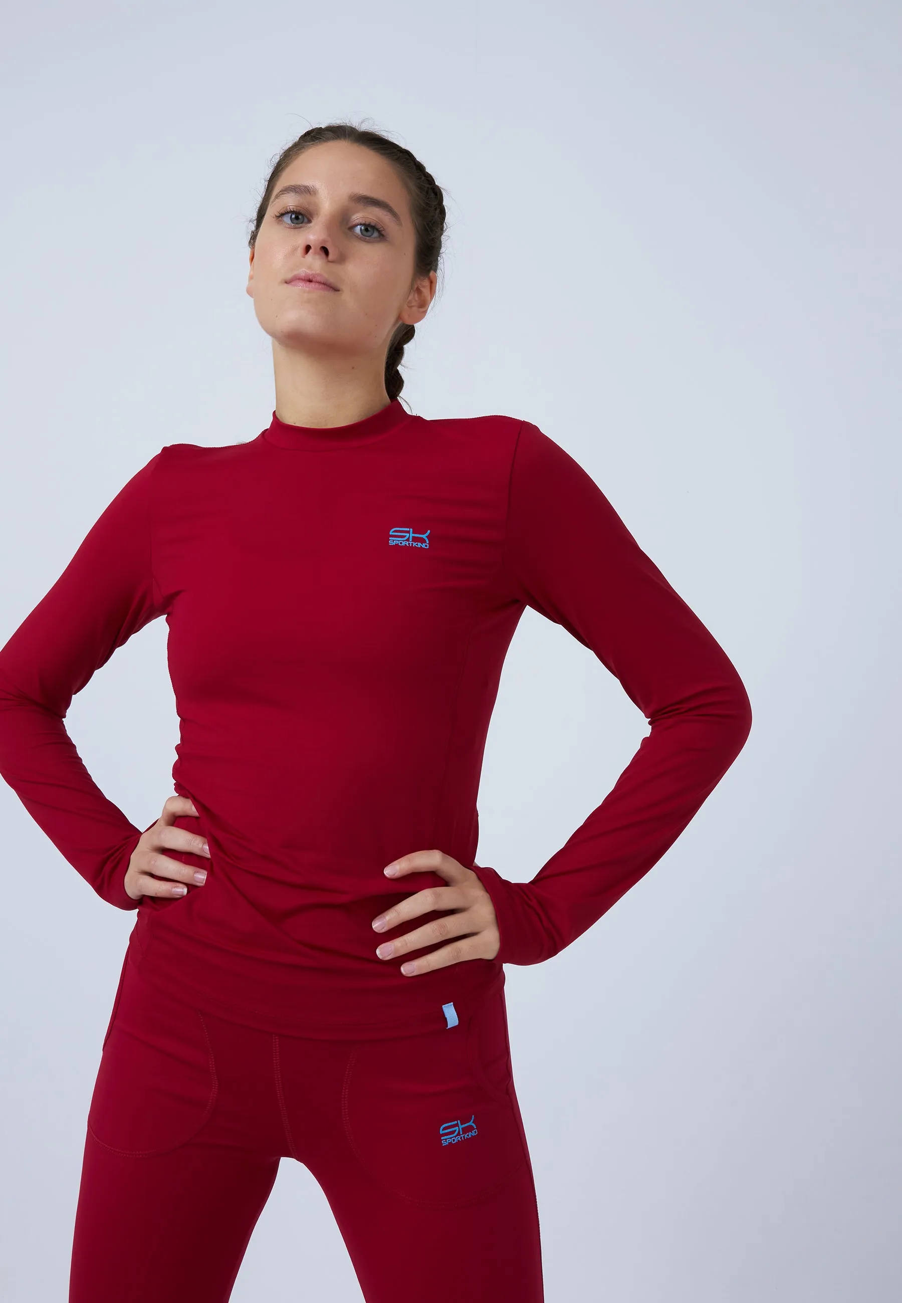 Tennis Longsleeve Shirt High-Neck, burgundy red