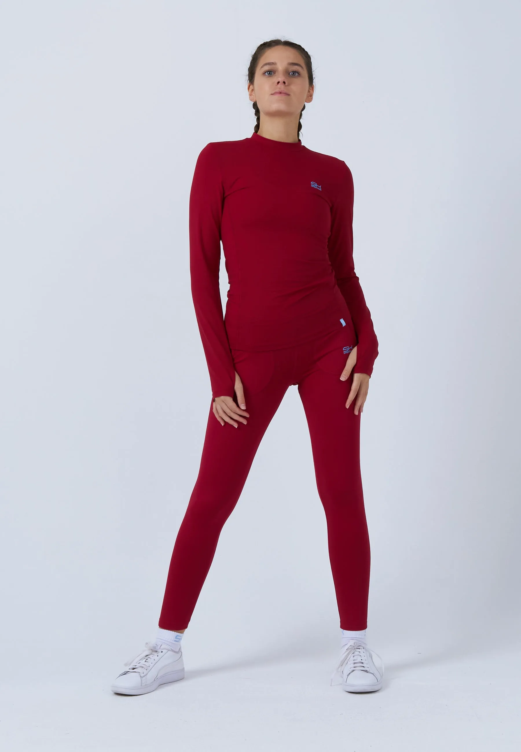 Tennis Longsleeve Shirt High-Neck, burgundy red