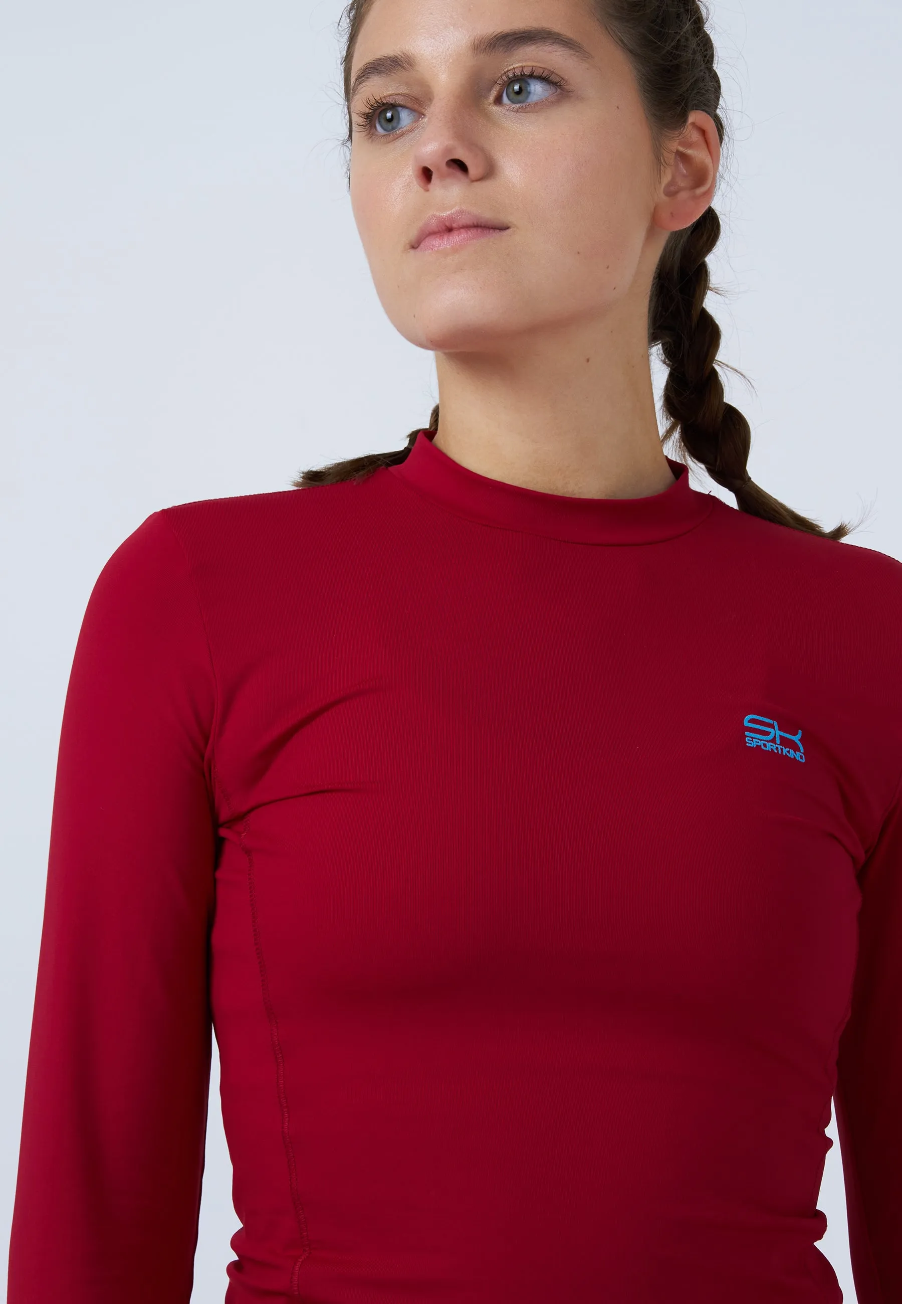 Tennis Longsleeve Shirt High-Neck, burgundy red