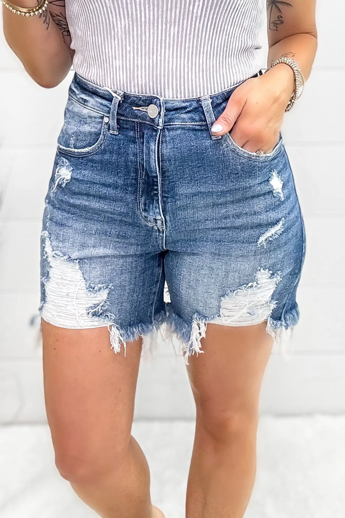 The Brinley High Rise Denim Shorts