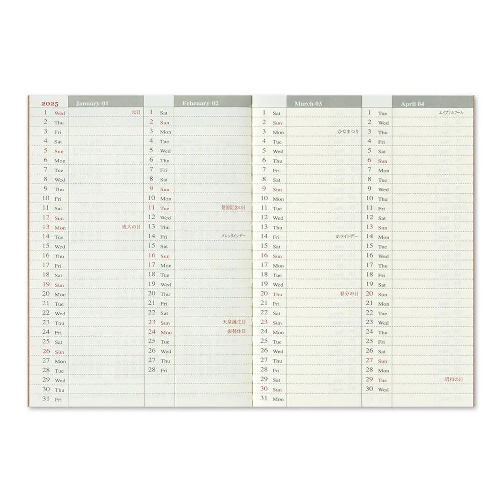 Traveler's Company 2025 - Weekly Diary Refill (Passport)