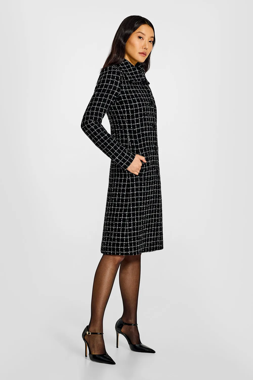 Tweed Suri Alpaca Empire Waist A-line Coat