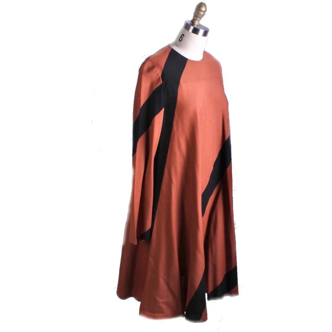 Vintage 1970s Vuokko Designer Iconic Tent Dress Black Cinnamon  Stripes 40 M