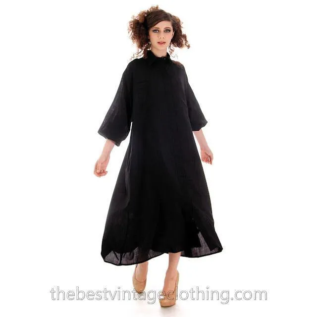 Vintage 70s Tent Dress Rare Vuokko Nurmesniemi Finland Black Finest Wool Voile M