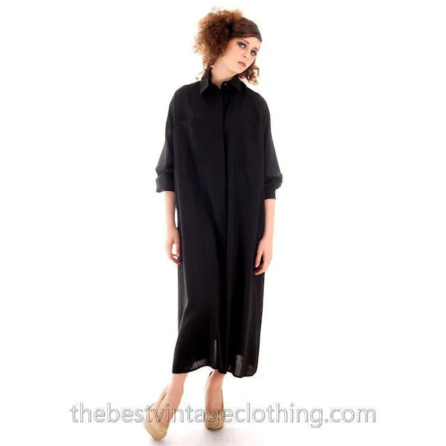 Vintage 70s Tent Dress Rare Vuokko Nurmesniemi Finland Black Finest Wool Voile M