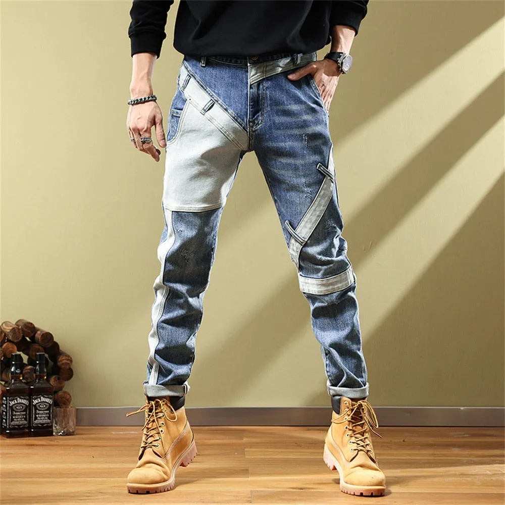 West Louis™ Fashion Pockets Desinger Streetwear Relaxed Jeans