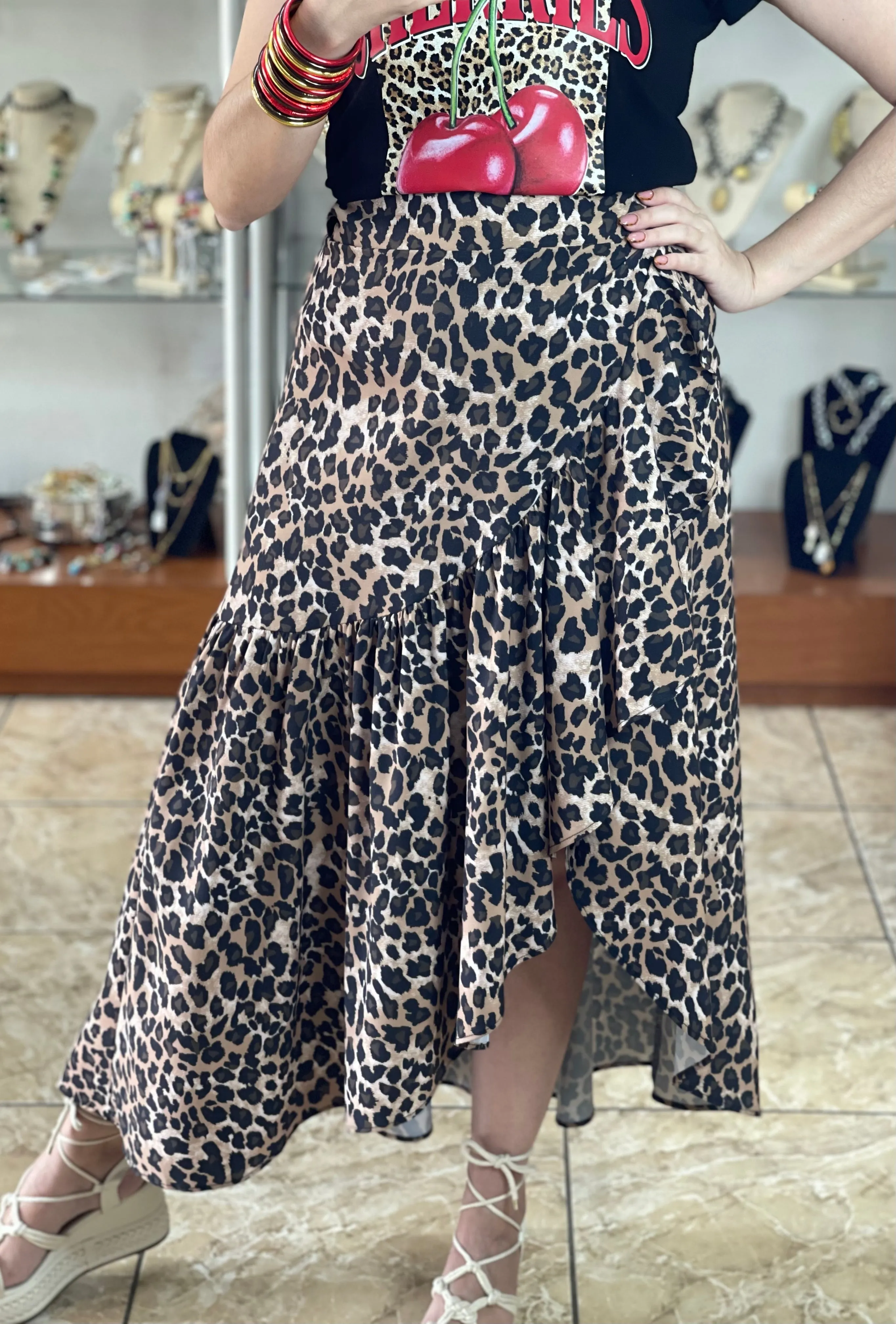 Wrap Around Leopard Skirt