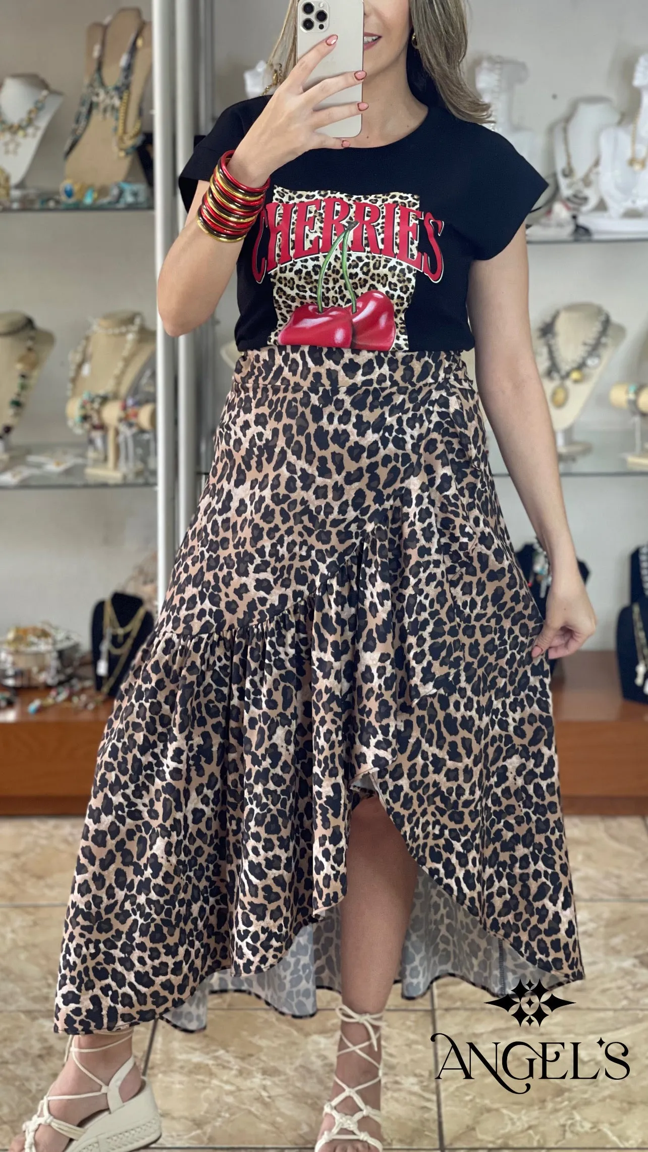 Wrap Around Leopard Skirt